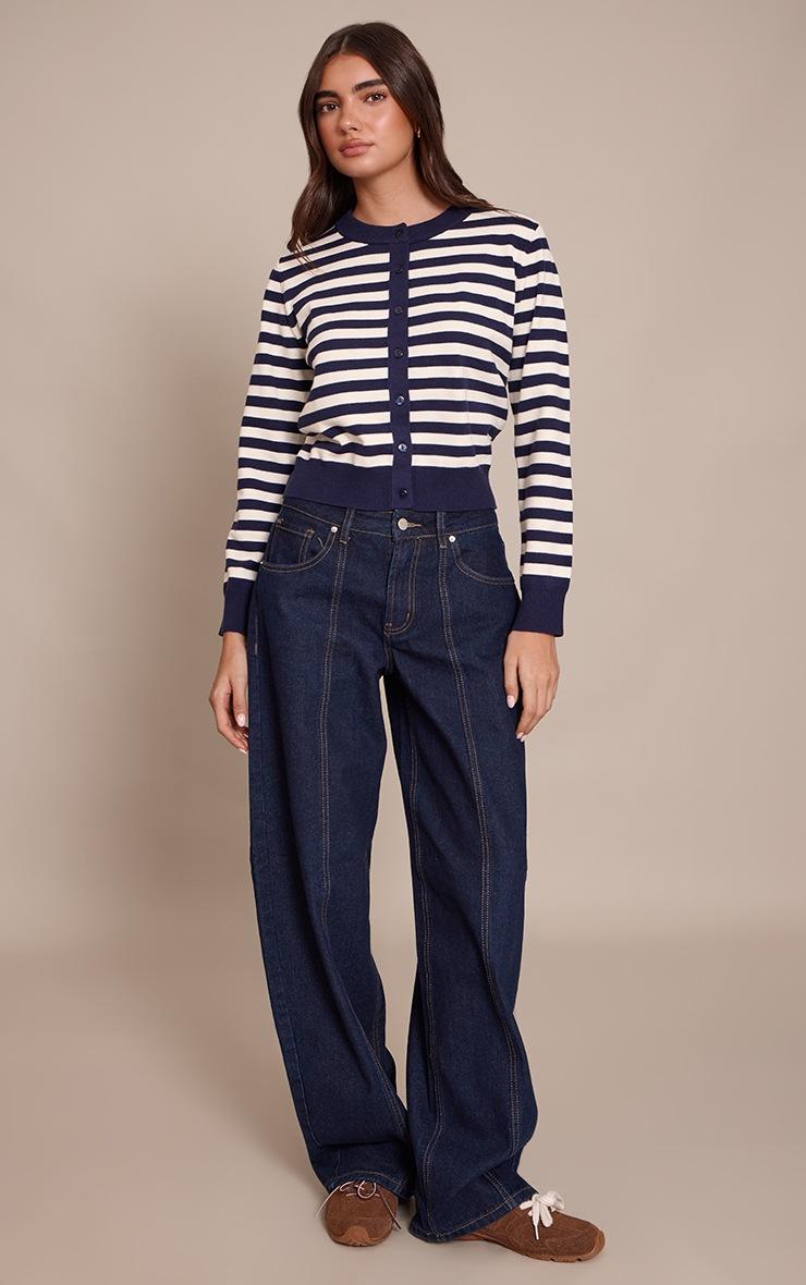 Pretty Little Thing Indigo Seam Detail Barrel Jeans