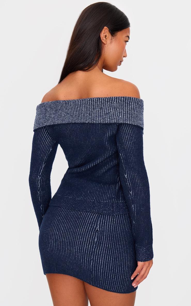 Pretty Little Thing Indigo Two Tone Foldover Zip Top