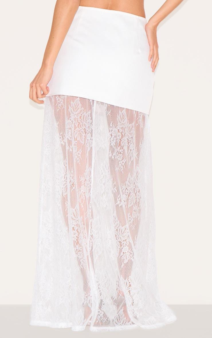 Pretty Little Thing Ivory Overlay Detail Lace Maxi Skirt