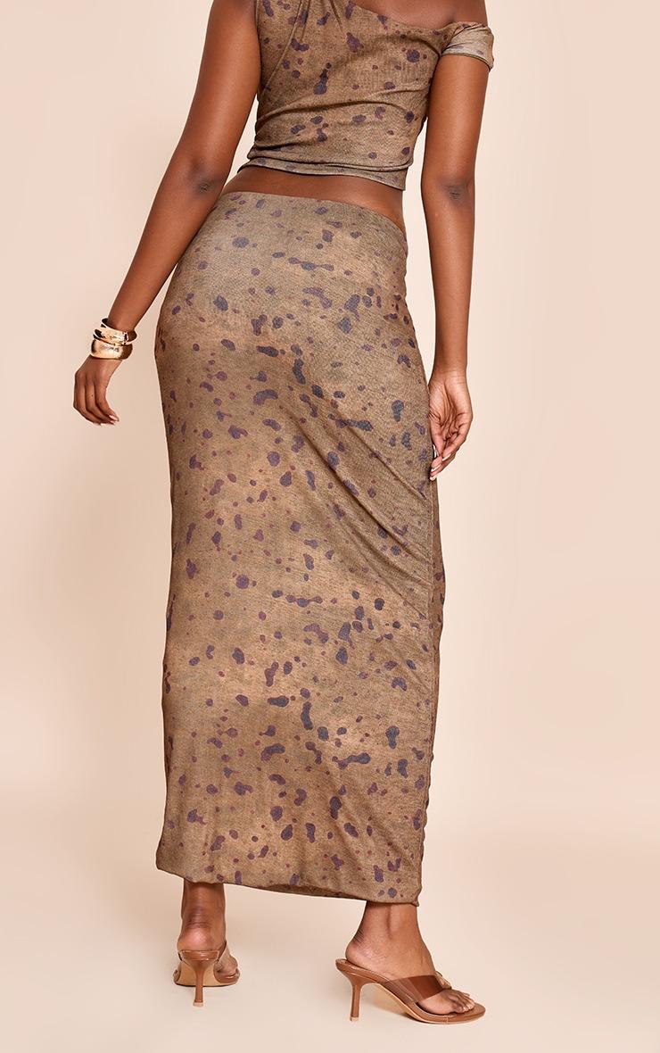 Pretty Little Thing Khaki Abstract Print Onion Skin Low Rise Maxi Skirt