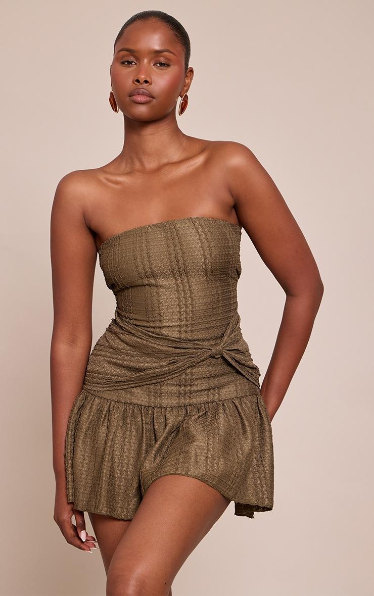 Pretty Little Thing Khaki Bandeau Twist Mini Shift Dress