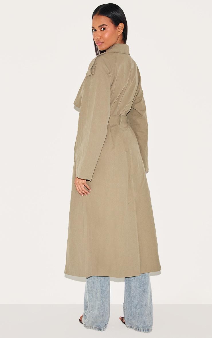 Pretty Little Thing Khaki Belted Double Breasted Trench Coat