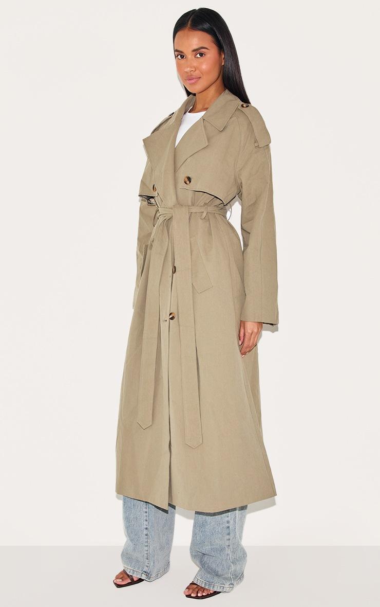 Pretty Little Thing Khaki Belted Double Breasted Trench Coat