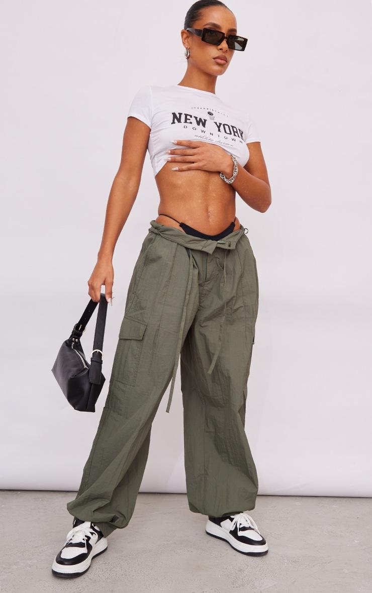 Pretty Little Thing Khaki Parachute Oversized Shell Cargos