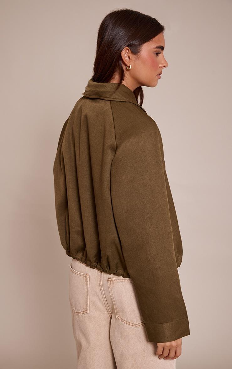 Pretty Little Thing Khaki Utility Style Draw Cord Bomber Jacket