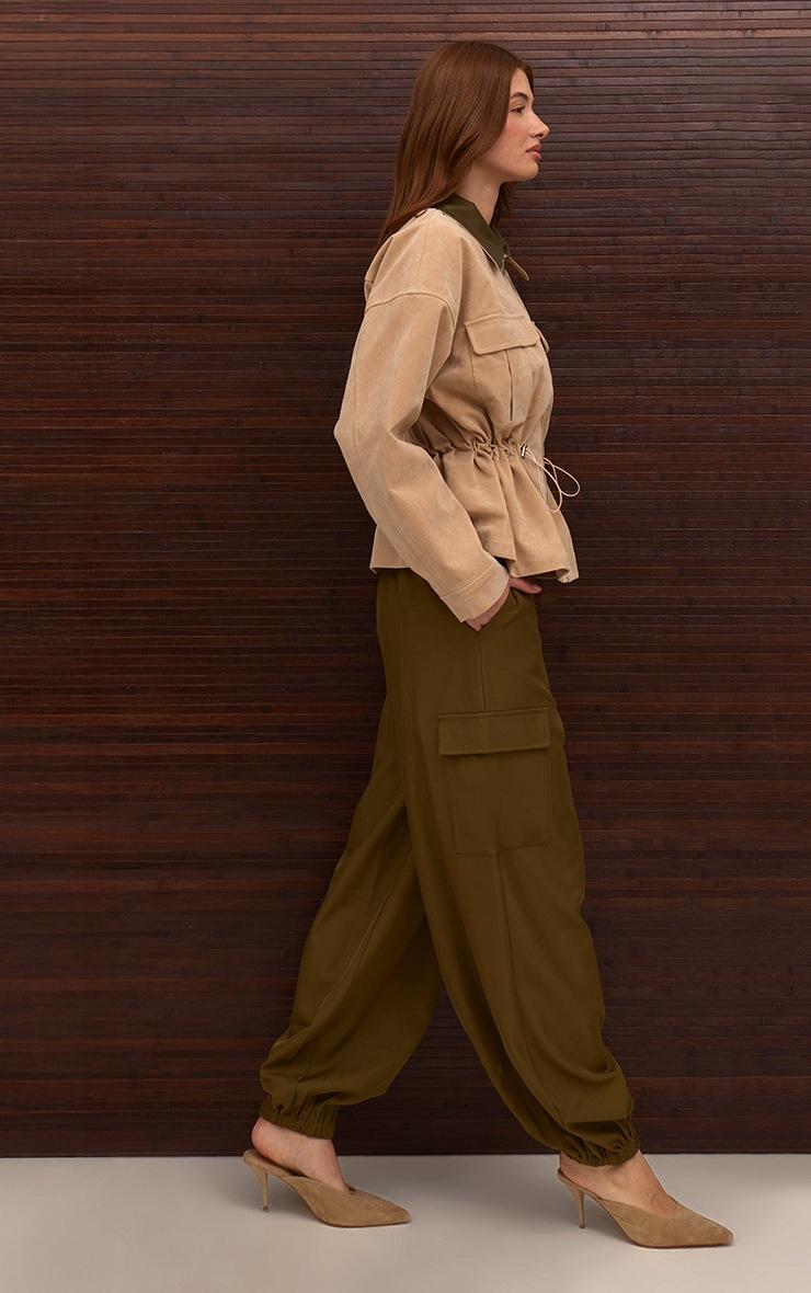 Pretty Little Thing Khaki Woven Elasticated Hem Cargos