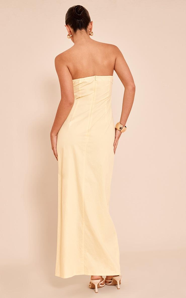 Pretty Little Thing Lemon Bandeau Ruched Midaxi Dress