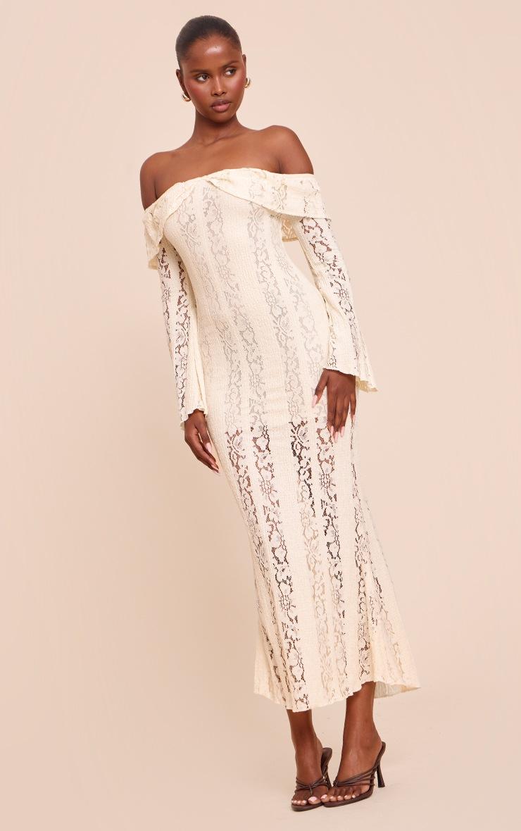 Pretty Little Thing Lemon Lace Fold Over Bandeau Maxi Dress