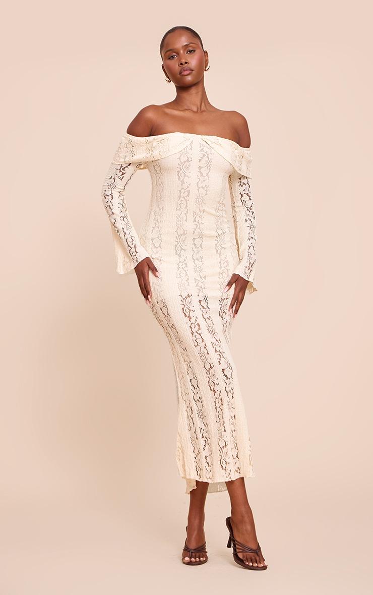 Pretty Little Thing Lemon Lace Fold Over Bandeau Maxi Dress