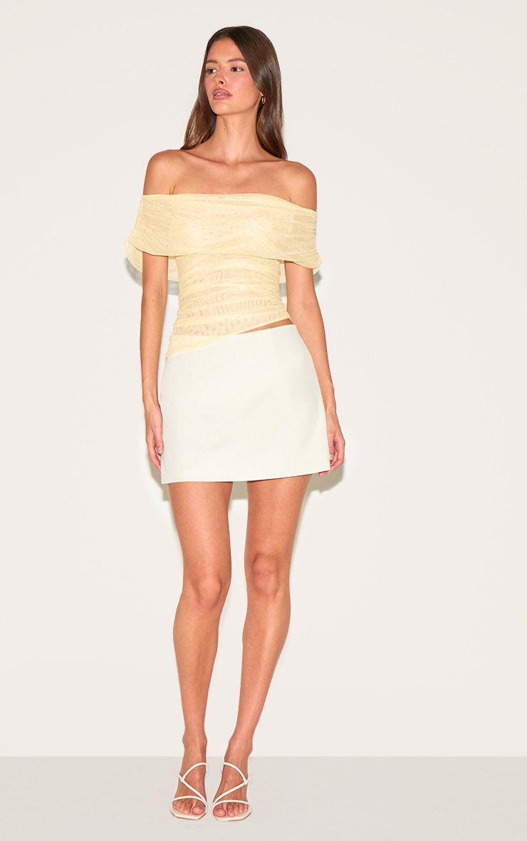 Pretty Little Thing Lemon Mesh Foldover Ruched Bandeau Top