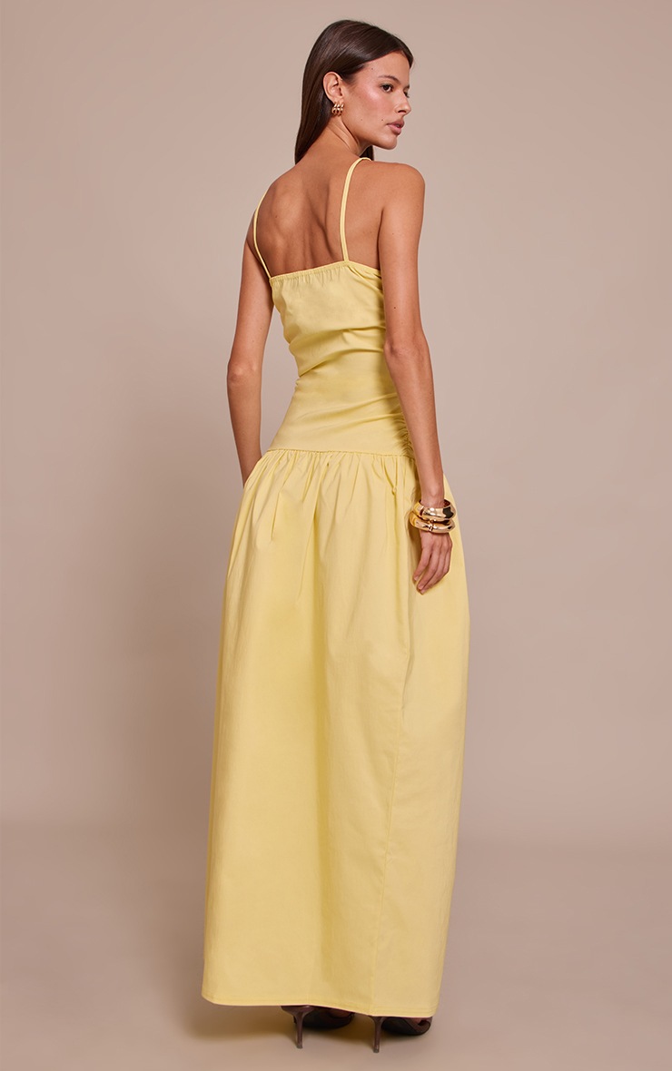 Pretty Little Thing Lemon Stretch Woven Strappy Ruched Maxi Dress
