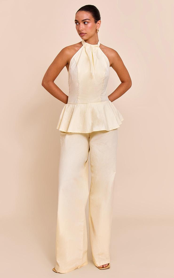 Pretty Little Thing Lemon Woven Peplum Hem Jumpsuit