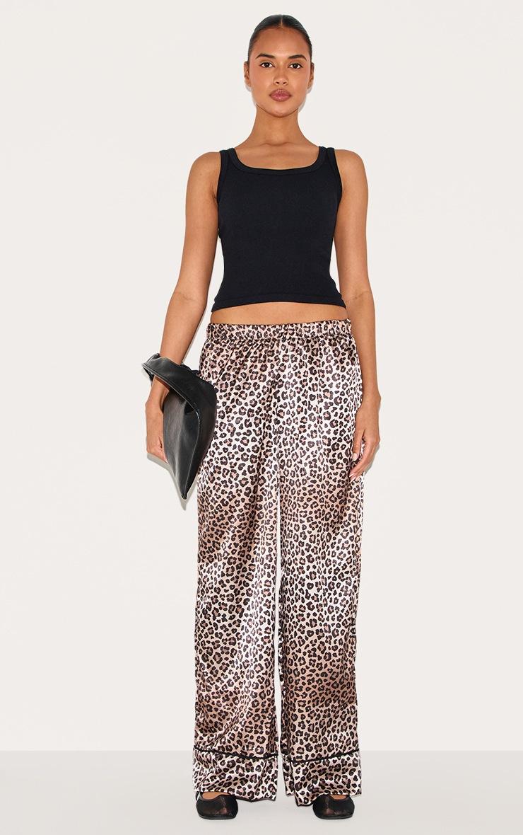 Pretty Little Thing Leopard Printed Satin Wide Leg Pants
