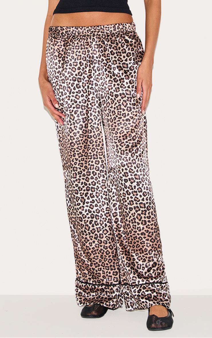 Pretty Little Thing Leopard Printed Satin Wide Leg Pants