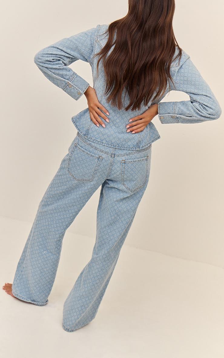 Pretty Little Thing Light Blue Boucle Denim High Waist Straight Leg Jeans