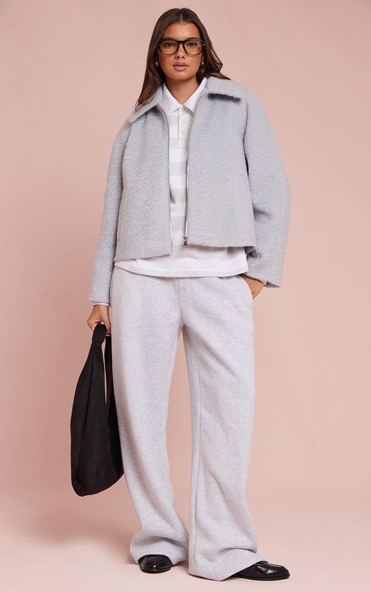 Pretty Little Thing Light Blue Boucle Zip Up Jacket