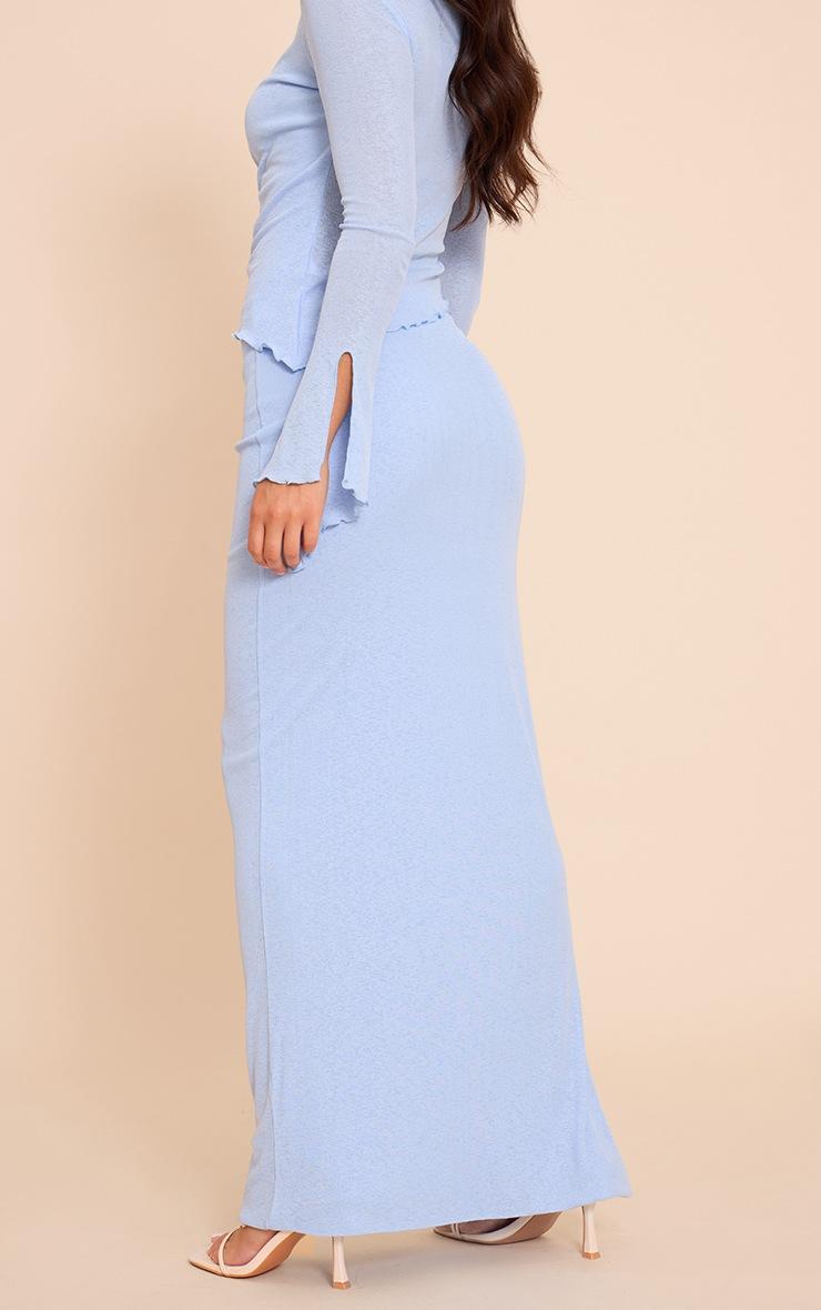 Pretty Little Thing Light Blue Burnout Mesh Maxi Skirt