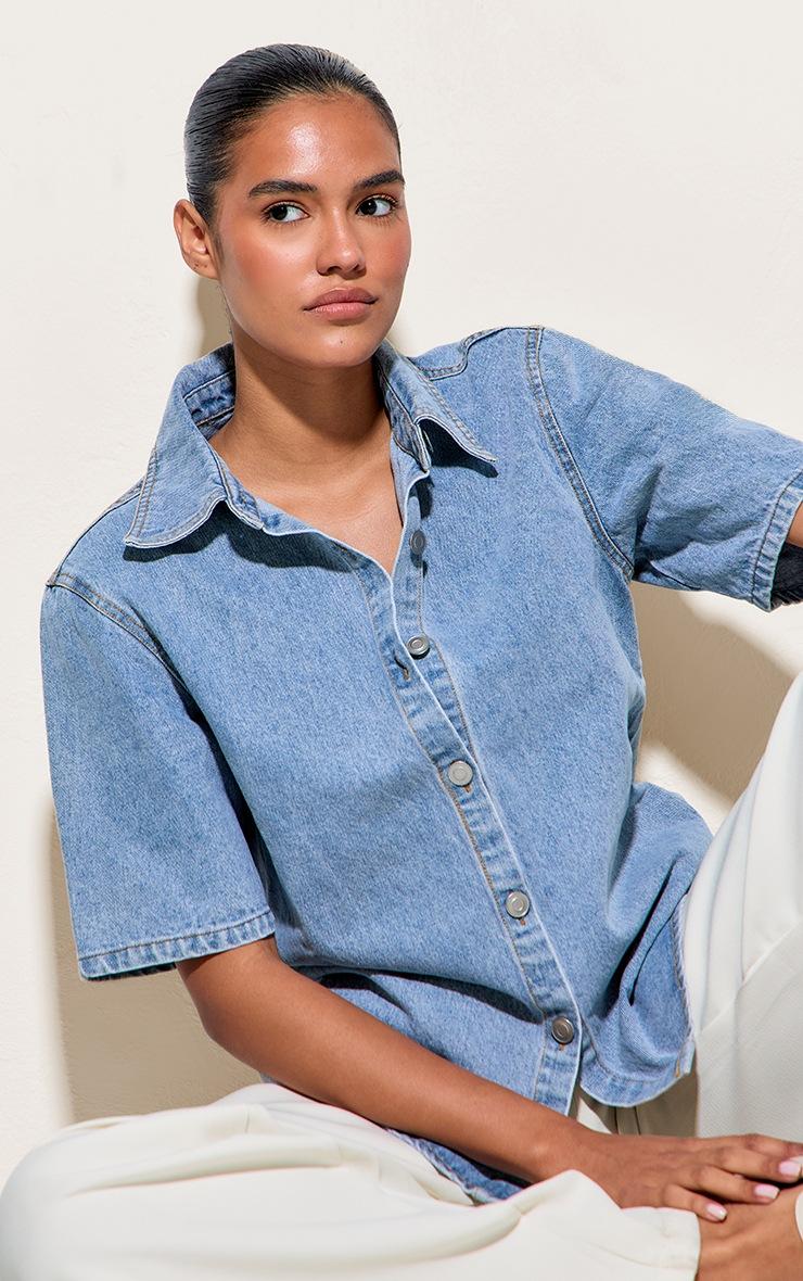 Pretty Little Thing Light Blue Button Through Denim Shirt