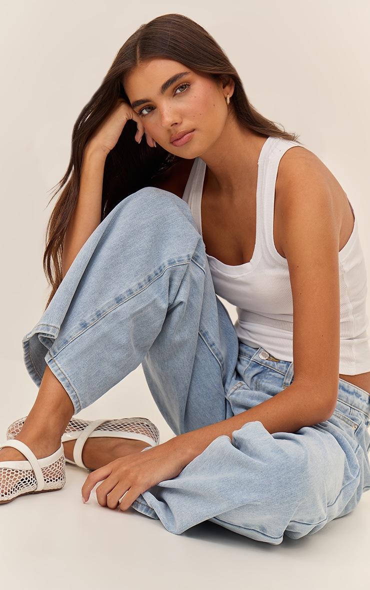 Pretty Little Thing Light Blue Low Rise Wide Leg Jeans
