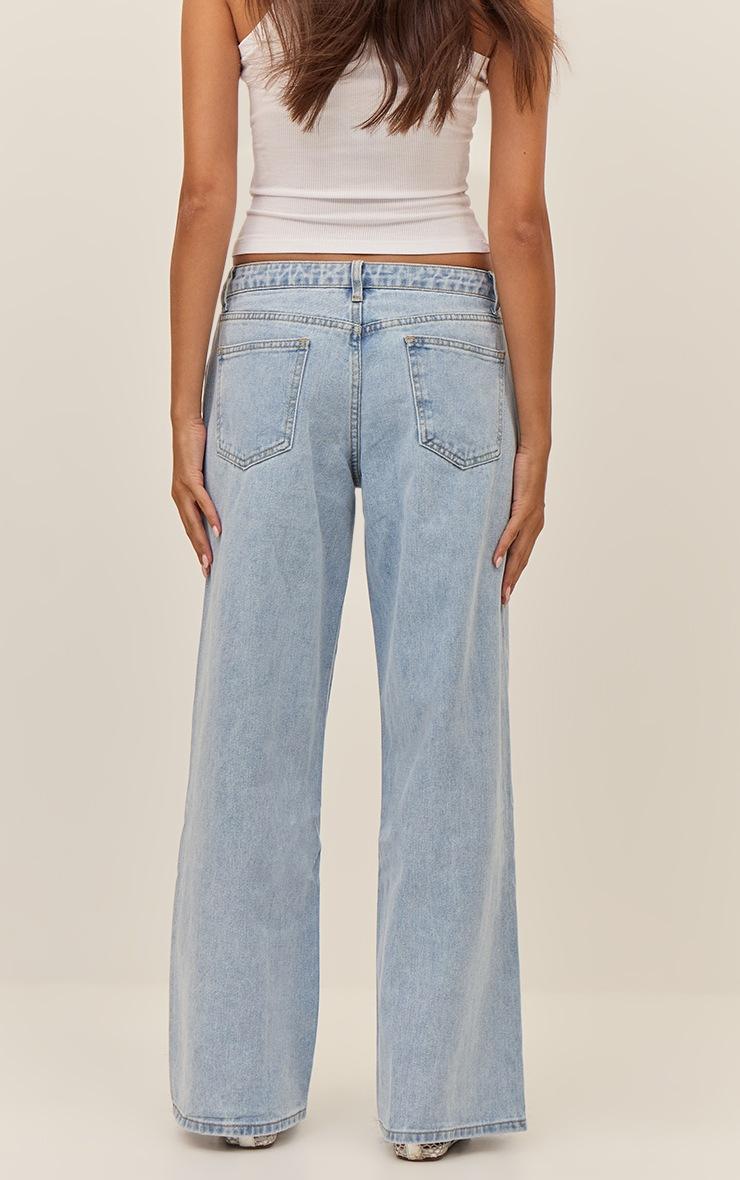 Pretty Little Thing Light Blue Low Rise Wide Leg Jeans