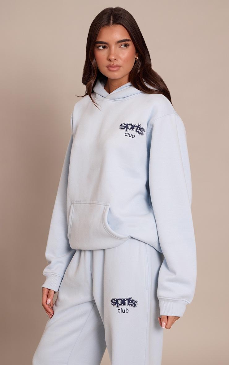 Pretty Little Thing Light Blue PLT Sports Club Pullover Hoodie