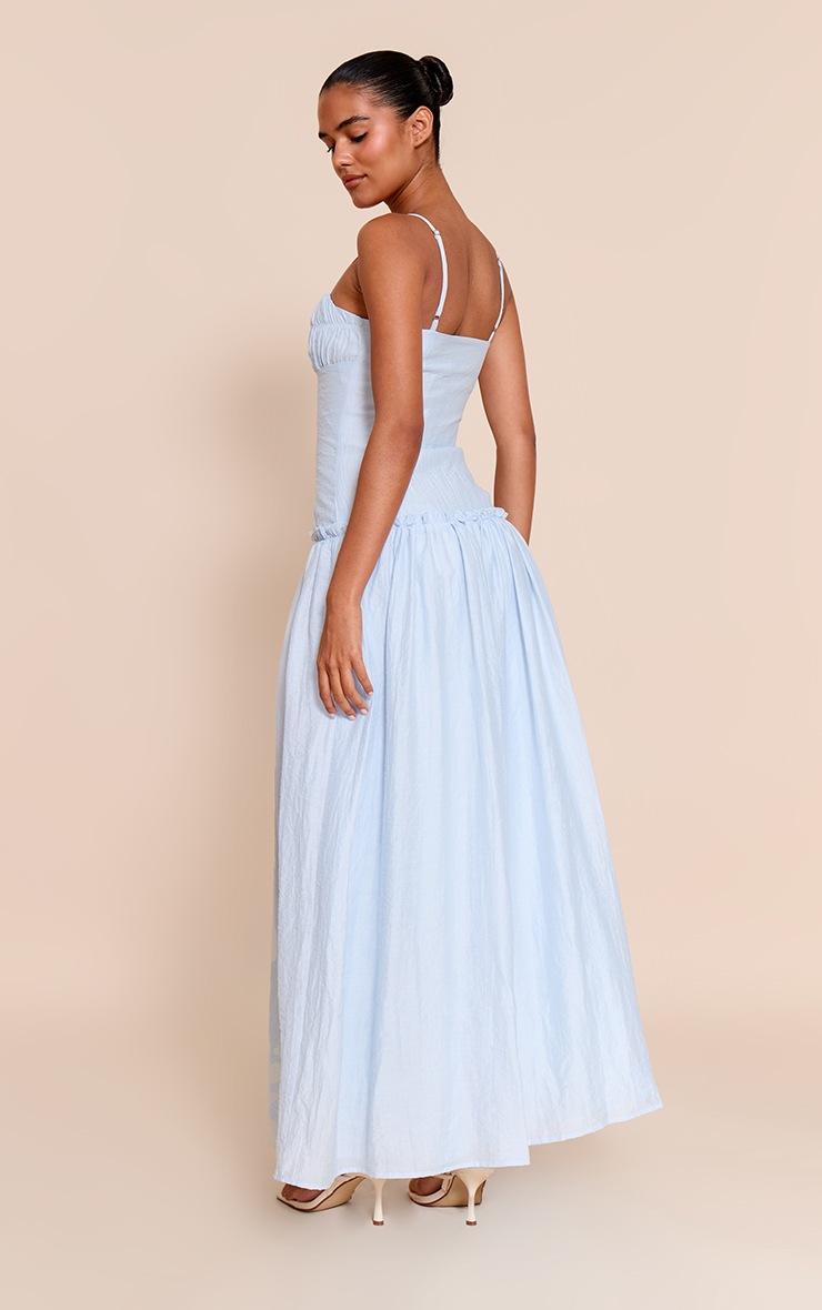 Pretty Little Thing Light Blue Ruched Bust Drop Waist Maxi Dress