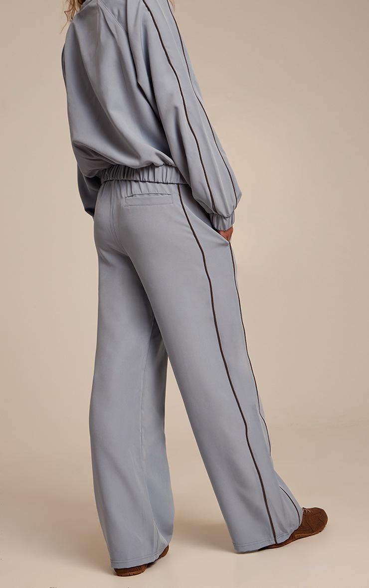 Pretty Little Thing Light Blue Tricot Contrast Piping Wide Leg Sweatpants