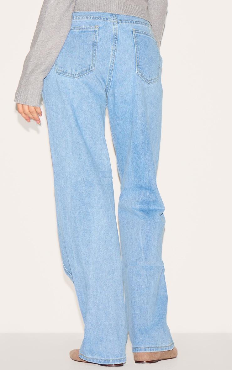 Pretty Little Thing Light Blue Wash Panelled Seam Detail Straight Leg Jeans