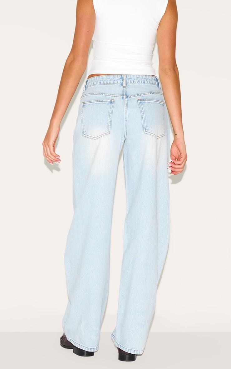 Pretty Little Thing Light Blue Wash Seam Detail Barrel Jean