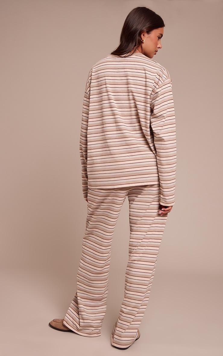 Pretty Little Thing Light Brown Striped Wide Leg Drawstring Pants
