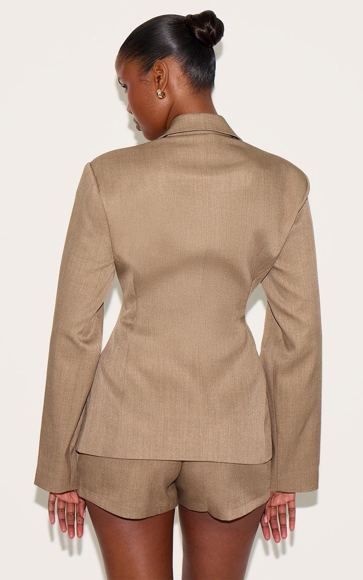 Pretty Little Thing Light Brown Tailored Woven Cinch Waist Blazer