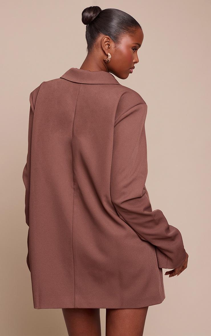 Pretty Little Thing Light Brown Tailored Woven Ruched Sleeve Blazer Dress