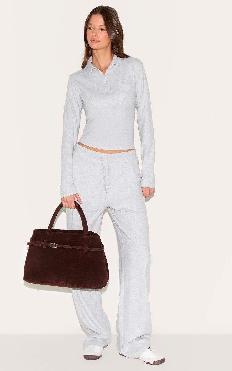 Pretty Little Thing Light Grey Low Rise Super Soft Straight Leg Pants