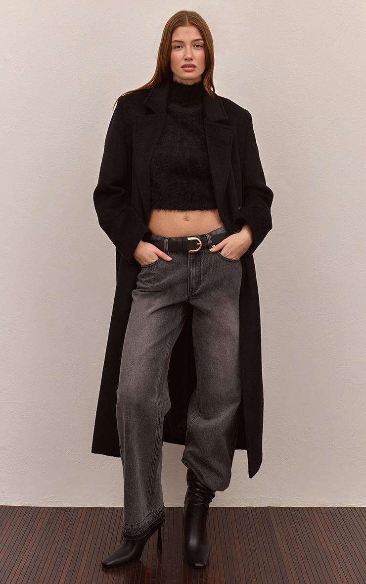 Pretty Little Thing Light Grey Released Hem Straight Leg Jeans