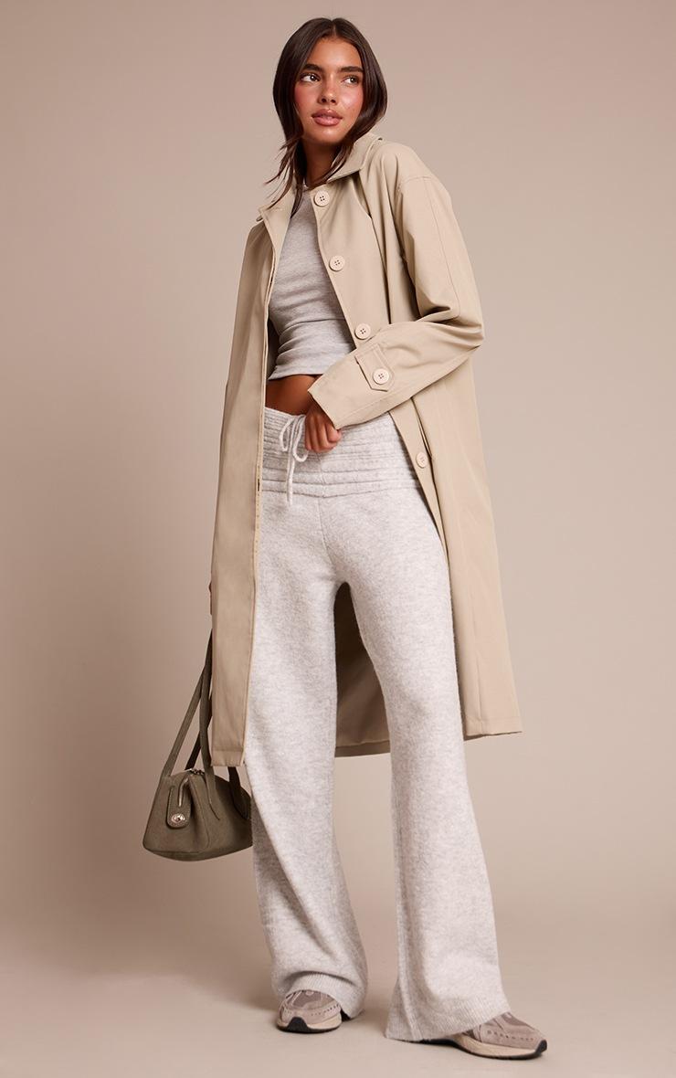 Pretty Little Thing Light Grey Rib Soft Knit Fold over Pant