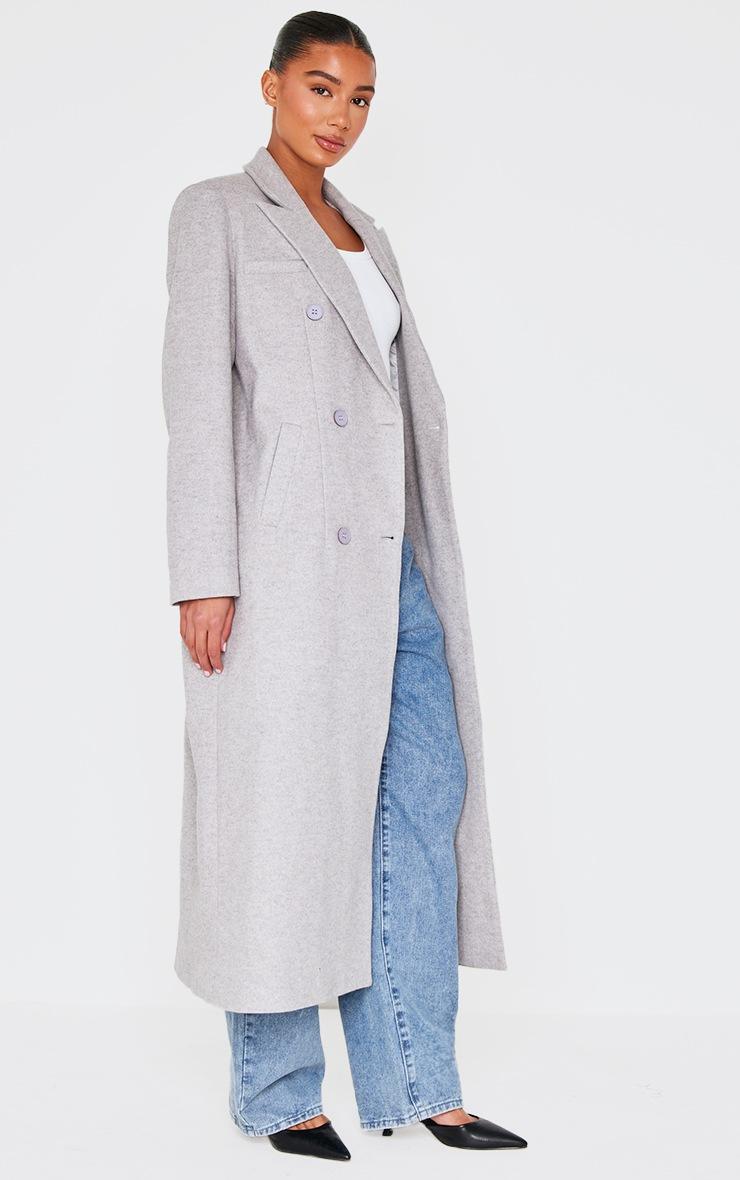Pretty Little Thing Light Grey Wool Look Oversized Drop Shoulder Maxi Coat