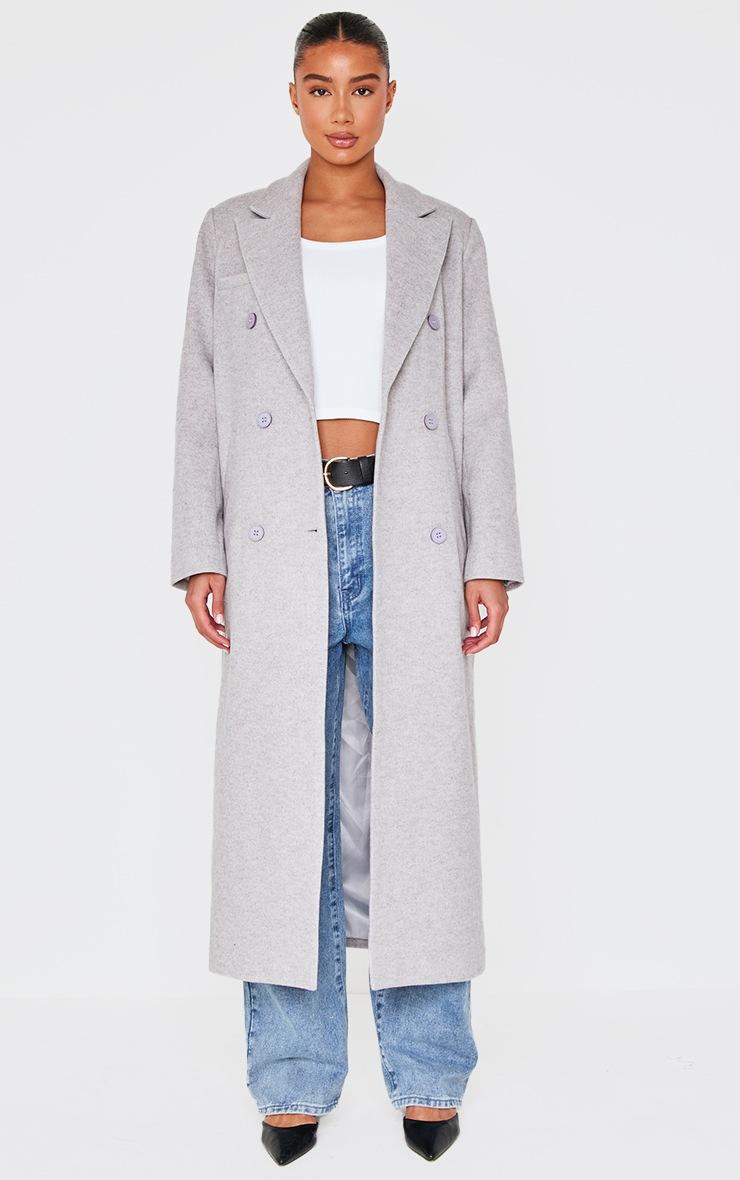 Pretty Little Thing Light Grey Wool Look Oversized Drop Shoulder Maxi Coat