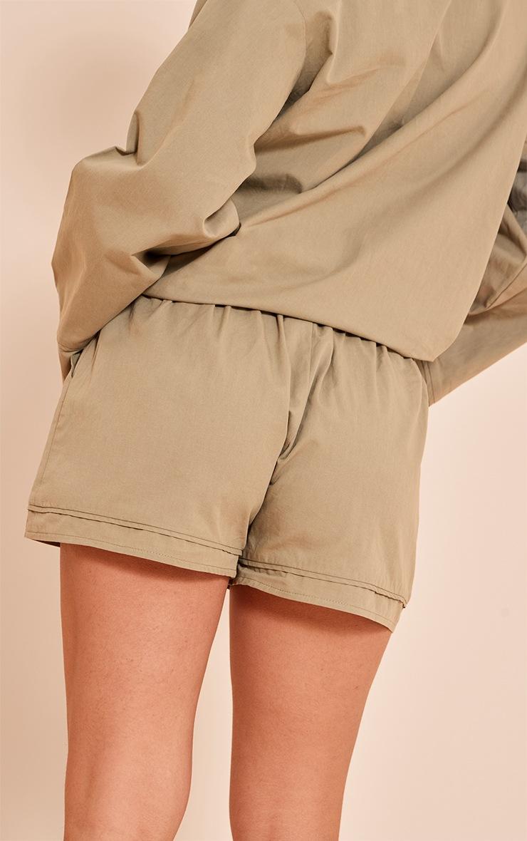 Pretty Little Thing Light Khaki Cotton Woven Pleate Detail Floaty Shorts