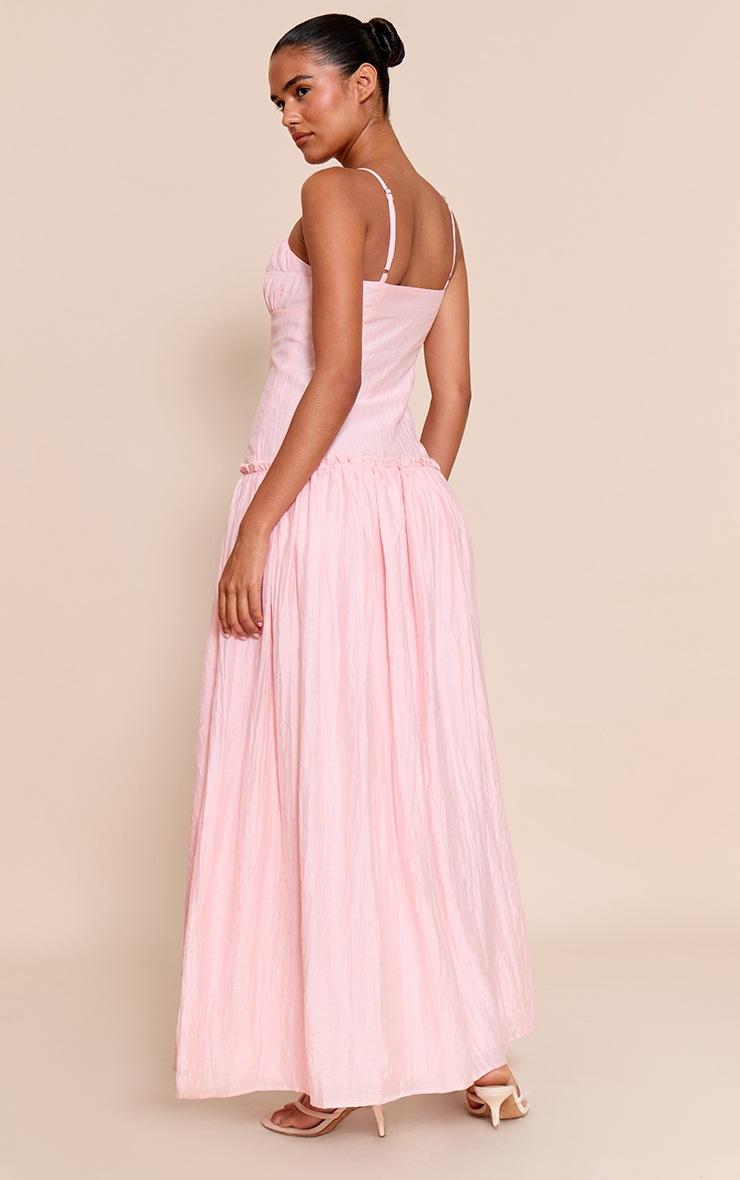 Pretty Little Thing Light Pink Ruched Bust Drop Waist Maxi Dress