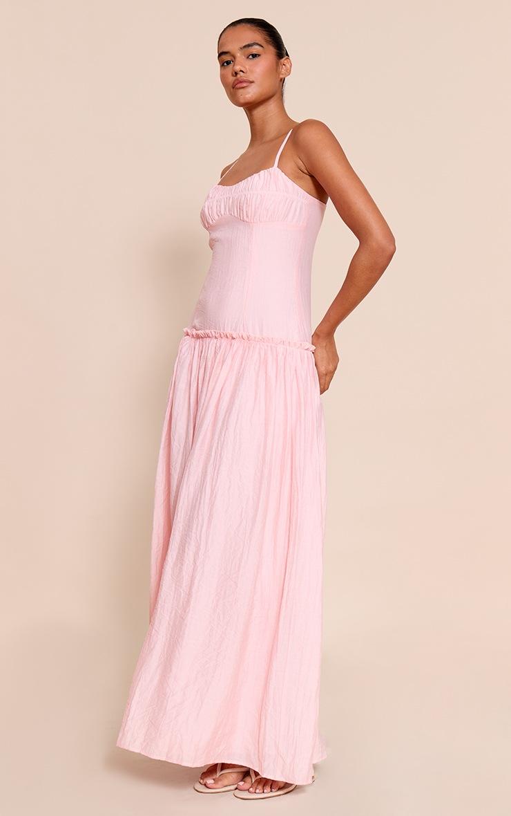 Pretty Little Thing Light Pink Ruched Bust Drop Waist Maxi Dress