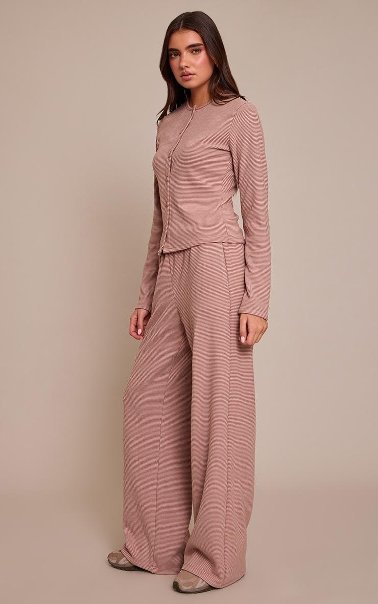 Pretty Little Thing Light Pink Soft Fleece Pinstripe Straight Leg Pant