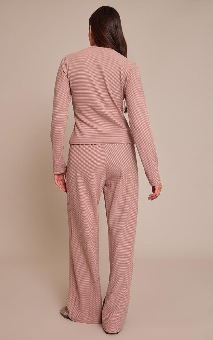 Pretty Little Thing Light Pink Soft Fleece Pinstripe Straight Leg Pant