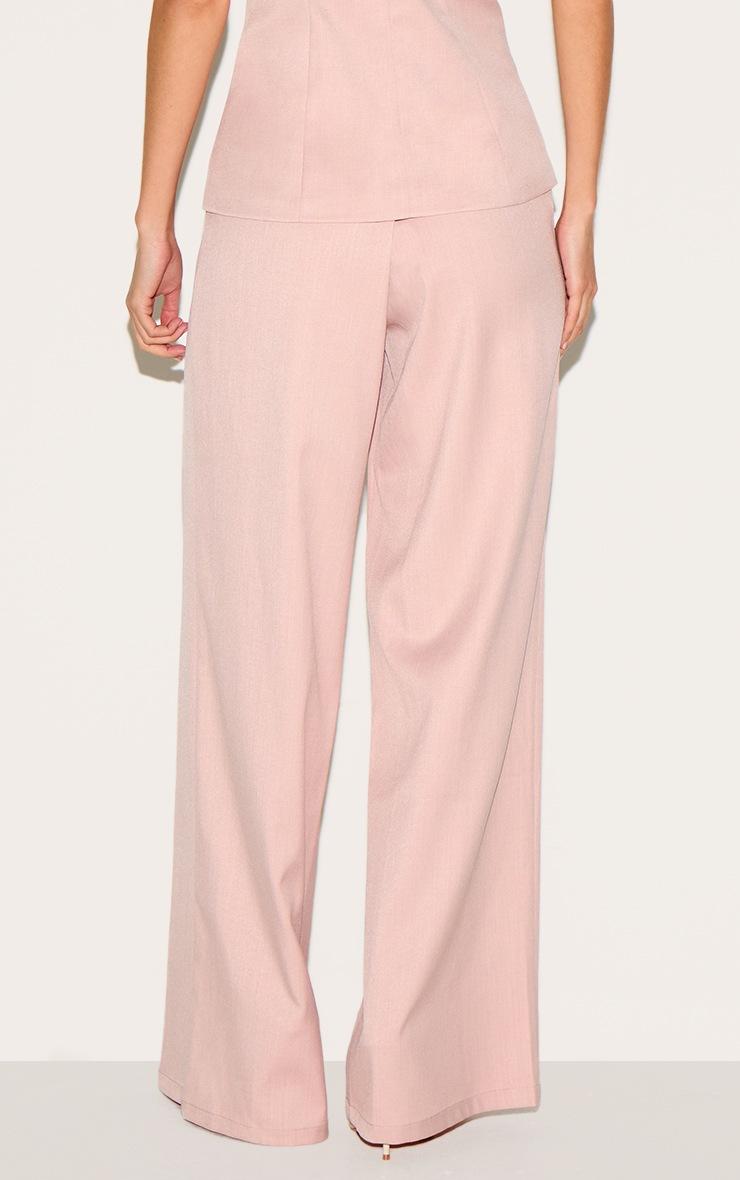 Pretty Little Thing Light Pink Tailored Woven Pleated Wide Leg Pants