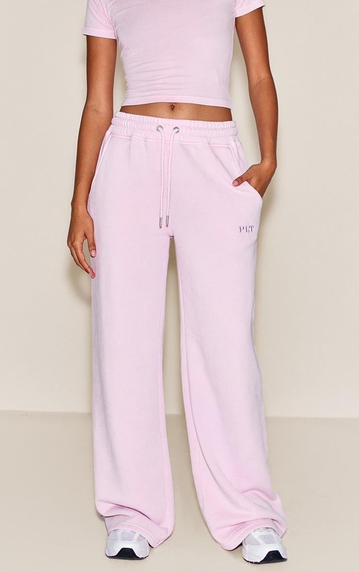 Pretty Little Thing Light Pink Washed Wide Leg Sweatpants