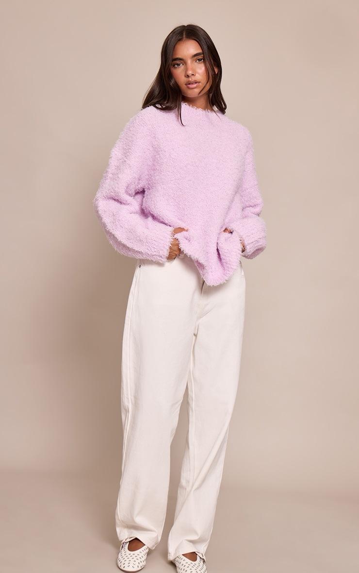 Pretty Little Thing Lilac Teddy Knit Oversized Sweater