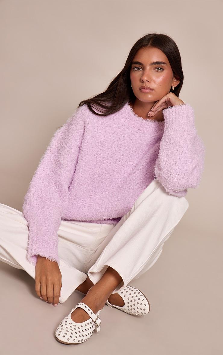 Pretty Little Thing Lilac Teddy Knit Oversized Sweater