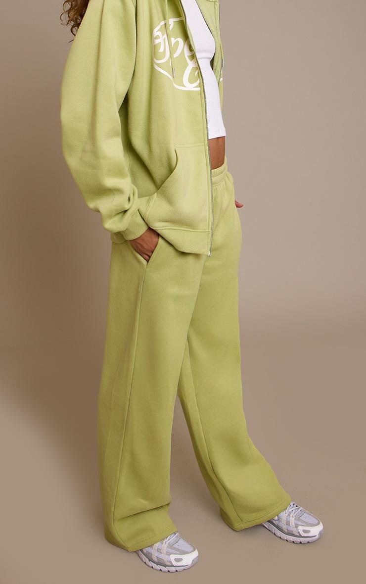 Pretty Little Thing Lime Green Sports Club Cotton Fleece Straight Leg Sweatpants