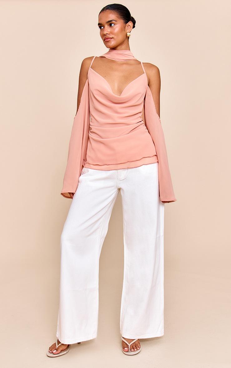 Pretty Little Thing Mauve Chiffon Drape Scarf Long Top