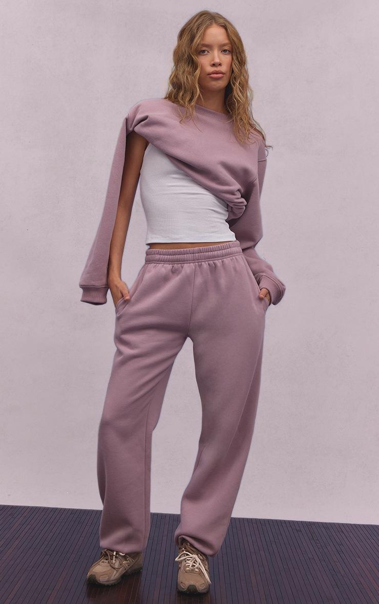Pretty Little Thing Mauve Cotton Fleece Cuffed Sweat Pants