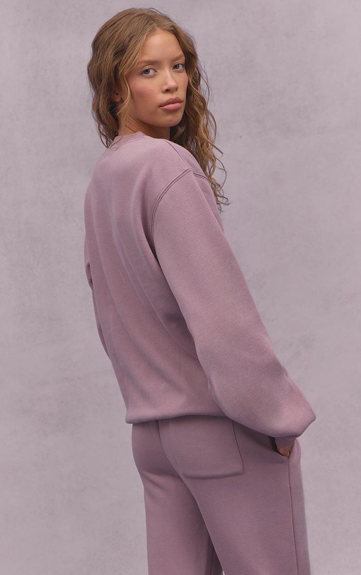Pretty Little Thing Mauve Cotton Fleece Oversized Crew Sweatshirt